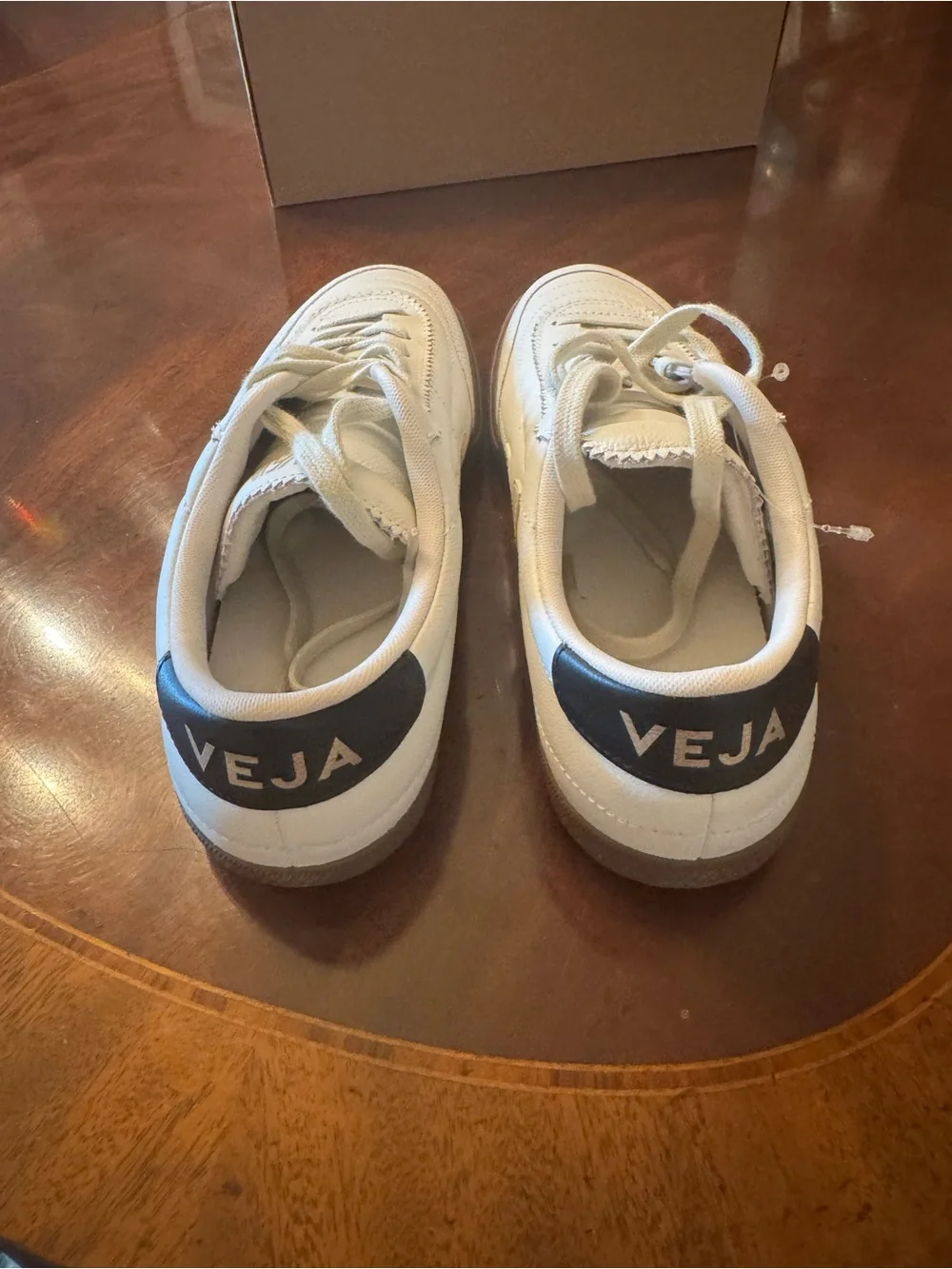 Veja Panenka off White Leather Sneakers with Black Heel Panel and Gum Sole